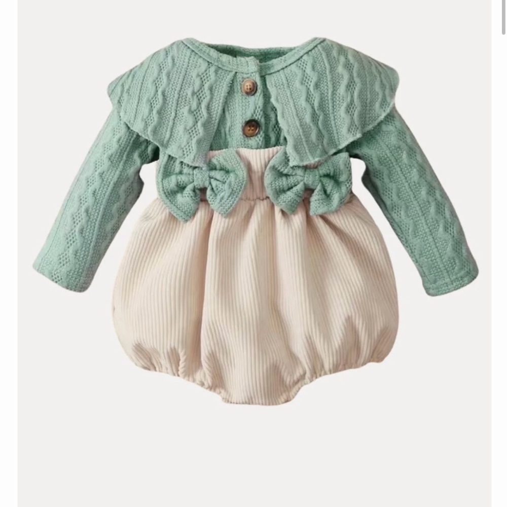 Mint Green and Cream Baby Romper